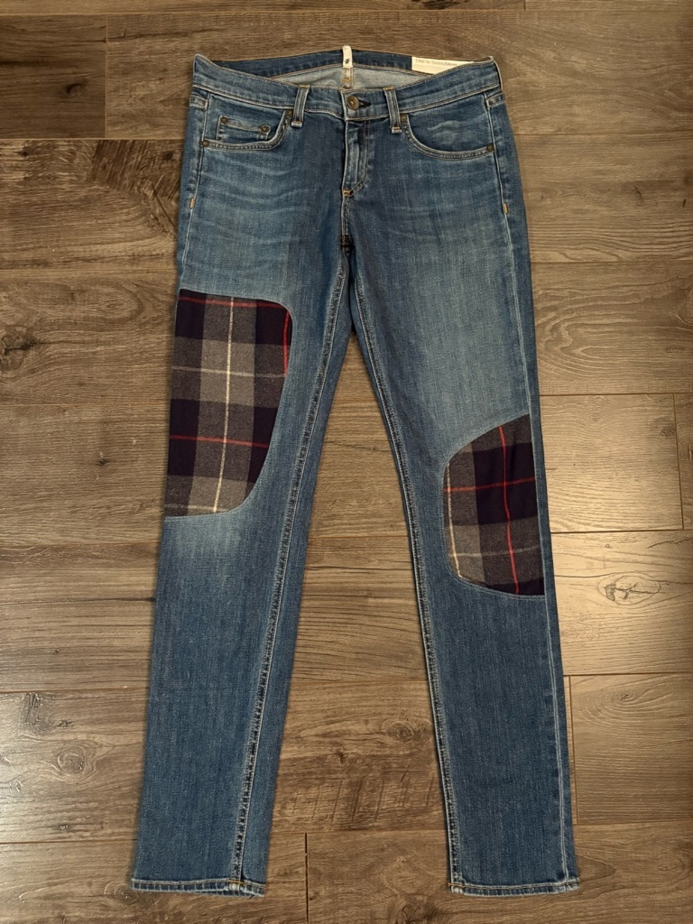 Rag & Bone Jeans The Dre Flannel plaid Patchwork denim jeans size 26 - Picture 3 of 13
